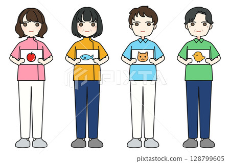 Male and female speech-language-hearing therapists 128799605