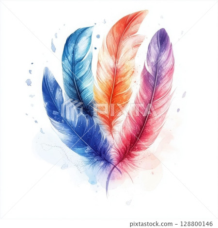Colorful feathers creating a vibrant and inspiring composition 128800146