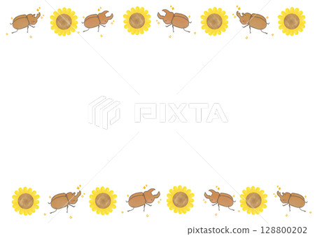 Simple sunflower, beetle and stag beetle frame 128800202