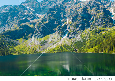 Scenic Mountain Lake View in Summer Scenic Mountain Lake View in Summer 128800254