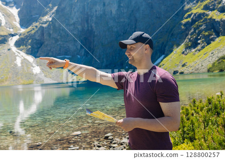 Scenic Mountain Lake View in Summer 128800257