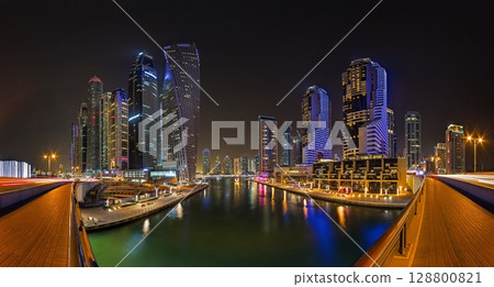 Dubai Marina skyline night cityscape Dubai Marina skyline night cityscape 128800821