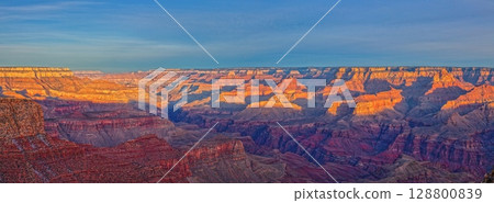 Wide Grand Canyon panorama with snowy rim Wide Grand Canyon panorama with snowy rim 128800839