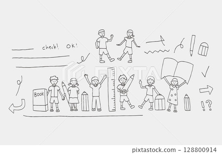 Handwritten style: Children and stationery 128800914