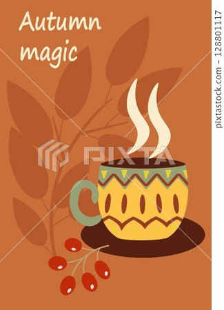 Autumn simple poster set. Autumn flyer set of designs Scandinavian mosaic. Banner autumn elements in Bauhaus style. Autumn design poster. Vector illustration. Autumn simple poster set. Autumn flyer set of designs Scandinavian mosaic. Banner autumn elements in Bauhaus style. Autumn design poster. Vector illustration. 128801117
