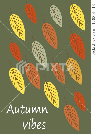 Autumn simple poster set. Autumn flyer set of designs Scandinavian mosaic. Banner autumn elements in Bauhaus style. Autumn design poster. Vector illustration. 128801118