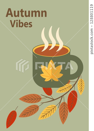 Autumn simple poster set. Autumn flyer set of designs Scandinavian mosaic. Banner autumn elements in Bauhaus style. Autumn design poster. Vector illustration. Autumn simple poster set. Autumn flyer set of designs Scandinavian mosaic. Banner autumn elements in Bauhaus style. Autumn design poster. Vector illustration. 128801119