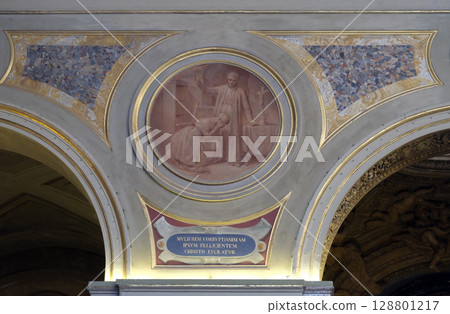 Fresco painting in Church of St Lawrence at Lucina, Rome, Italy Fresco painting in Church of St Lawrence at Lucina, Rome, Italy 128801217