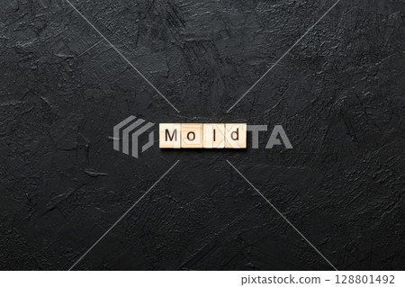 Mold word written on wood block. Mold text on table, concept Mold word written on wood block. Mold text on table, concept 128801492