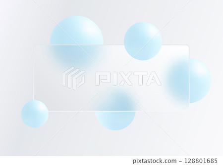 Glassmorphism background with soft light blue spheres 128801685