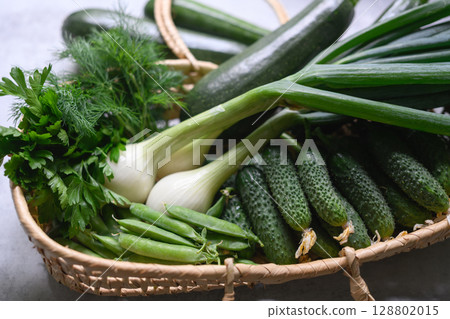 Fresh vegetables just picked from own garden Fresh vegetables just picked from own garden 128802015