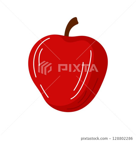 Red apple fruit logo in flat style isolated on a white background. Red apple fruit logo in flat style isolated on a white background. 128802286