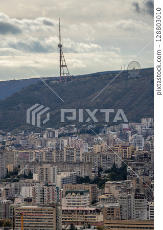 Tbilisi TV tower on Mtatsminda Mountain. Tbilisi landmark 128803010