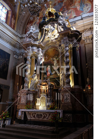Altar in the Franciscan Church of the Annunciation in Ljubljana, Slovenia 128803077
