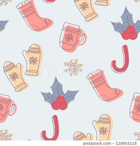 doodle christmas pattern 128803228