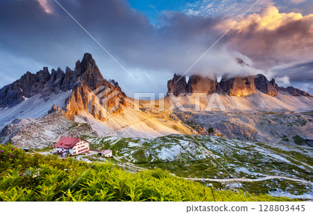 mountains landscape at sunset mountains landscape at sunset 128803445