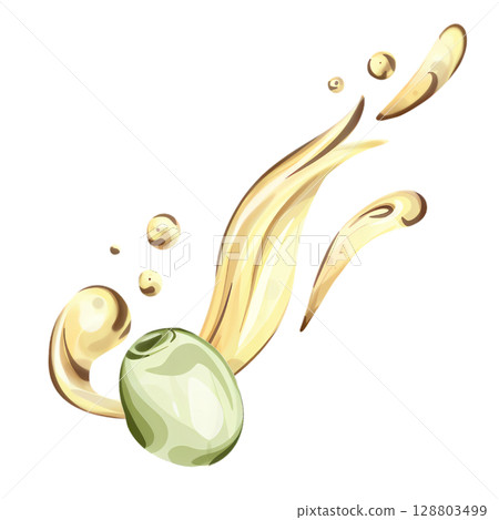 Illustration of olives and olive oil in watercolor showcasing the essence of Italian cuisine and nature Illustration of olives and olive oil in watercolor showcasing the essence of Italian cuisine and nature 128803499