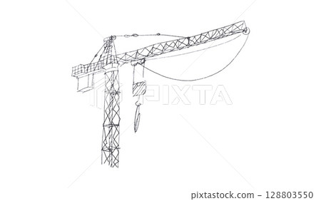 Building crane sketch Building crane sketch 128803550