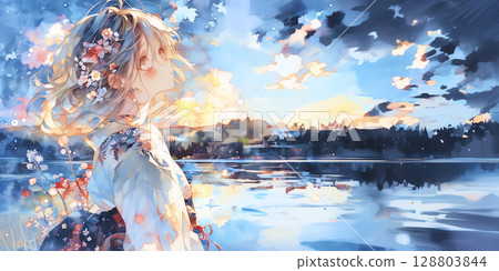 A girl enjoying the natural breeze 128803844