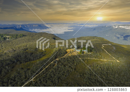 Communication Towers near the Jamison Valley in the Blue Mountains Communication Towers near the Jamison Valley in the Blue Mountains 128803863