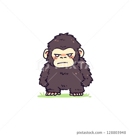 變形，可愛簡單的大猩猩插圖，圖標，材料，動物 128803948