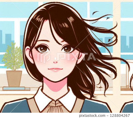 Illustration of smiling young Japanese women! Young generation in their teens, 20s, 30s, and 40s! Part-time work AIOL Illustration of smiling young Japanese women! Young generation in their teens, 20s, 30s, and 40s! Part-time work AIOL 128804267