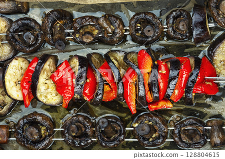 Homemade vegan shashlik. 128804615