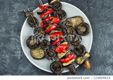 Tasty vegetable skewer. 128804618