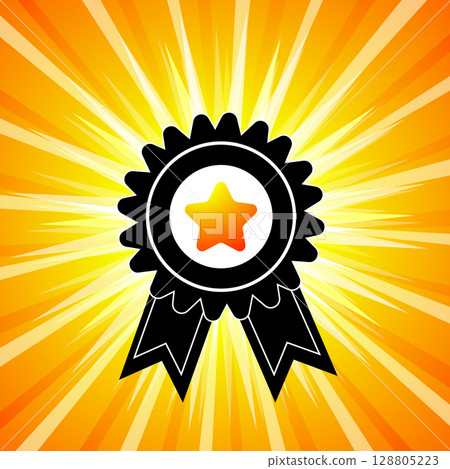 Award medal with star. hand drawn. Not AI, Vector illustration Award medal with star. hand drawn. Not AI, Vector illustration 128805223
