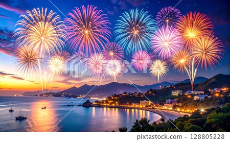 美麗的煙火背景素材4 美麗的煙火背景素材4 128805228