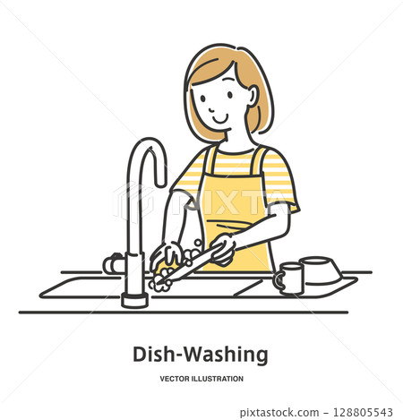 A young lady to wash 128805543