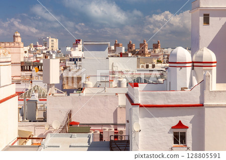 Rooftops and historic towers in Cadiz, Spain on a sunny day Rooftops and historic towers in Cadiz, Spain on a sunny day 128805591