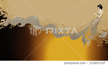 復古金箔與東方女性AI生成素材 復古金箔與東方女性AI生成素材 128805597