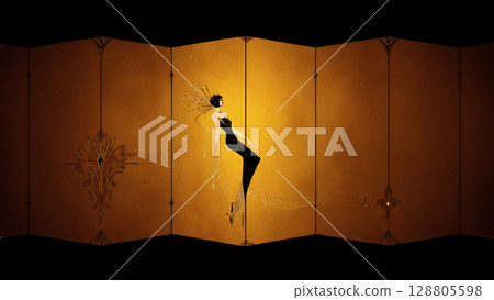 描繪少數族裔婦女的屏風：人工智慧生成的素材 128805598