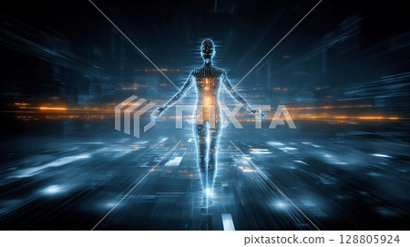 Silhouette of artificial intelligence creating the future 128805924