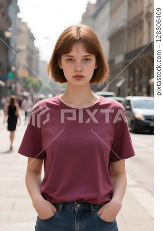 T-shirt model 128806409