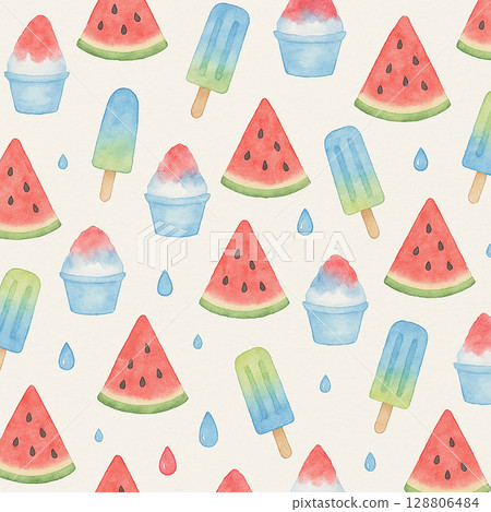 Summer pattern with watermelon and popsicles 128806484