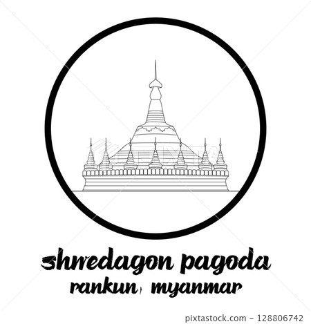 Circle Icon Shwedagon pagoda. Vector illustration 128806742