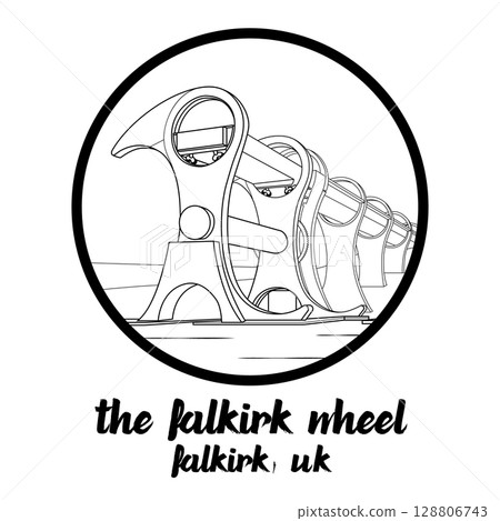 Circle Icon The Falkirk Wheel. Vector illustration 128806743