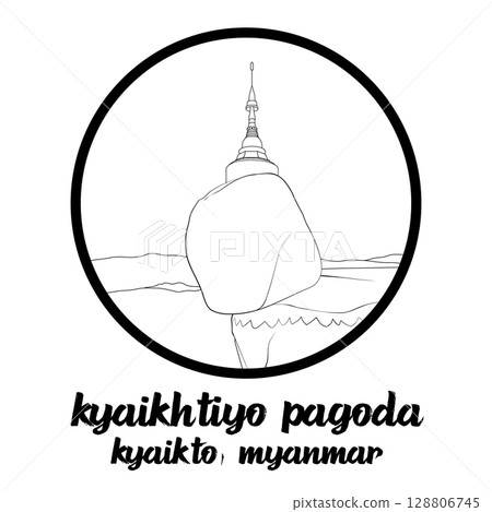 Circle Icon Kyaiktiyo Pagoda. Vector illustration 128806745