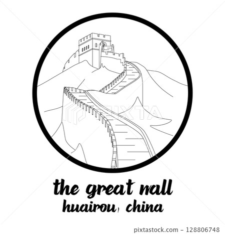 Circle Icon The Great Wall. Vector illustration 128806748