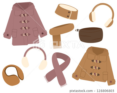 溫暖冬季時尚套裝 | 粗呢大衣及配件 128806803