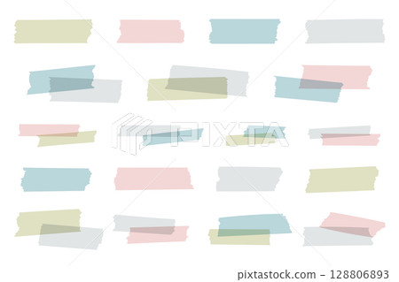 Masking tape, hand-drawn style, vector, illustration, multiple, decoration, ornament, material, stationery, no lines, pop 128806893