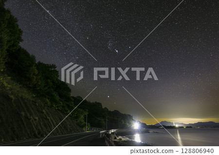 瀨戶內冬季星空,獵戶座升起 瀨戶內冬季星空,獵戶座升起 128806940
