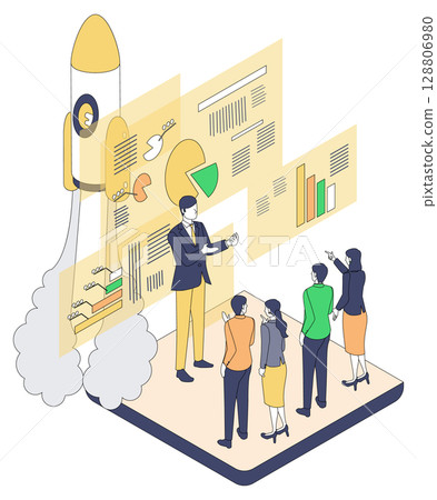 向團隊進行業務演示 向團隊進行業務演示 128806980