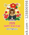 2026年馬年新年賀卡明信片模板 128806998