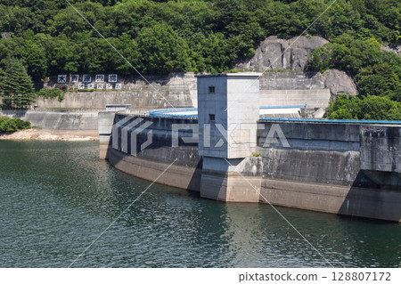 Yagisawa Dam embankment as seen from the observation deck of Lake Okutone Yagisawa Dam embankment as seen from the observation deck of Lake Okutone 128807172