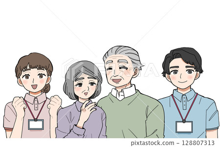 Elderly people and caregivers 128807313