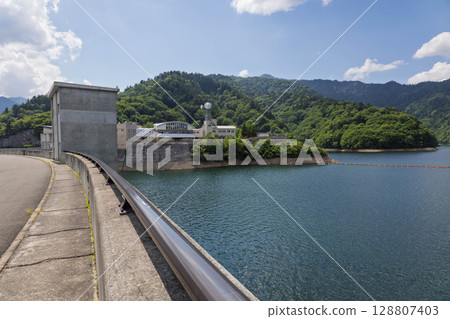 Lake Okutone in summer as seen from Yagisawa Dam, Minakami Town, Gunma Prefecture 128807403