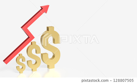 The Gold Dollar and Arrow up for Business concept 3d Rendering. 128807505
